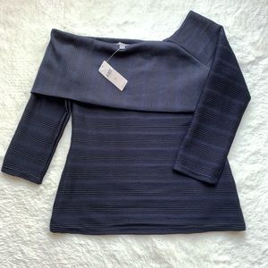 Midnight Blue Off the Shoulder Quarter Sleeve Top✨